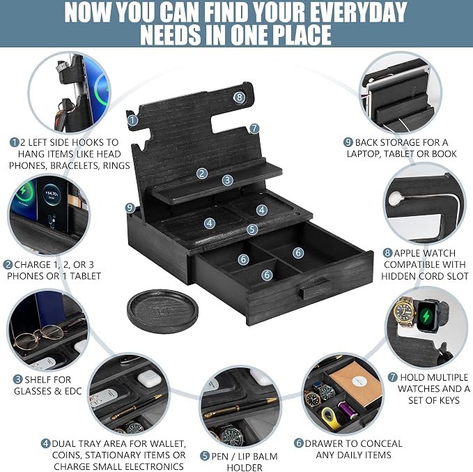 Black Wood Phone Docking Station - Image 2