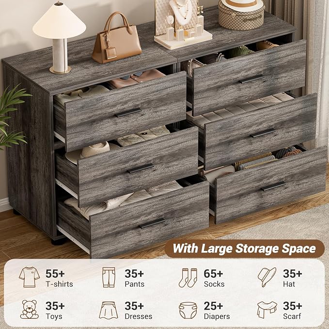 Aheaplus Closet Drawers Set of 2, Wood Closet Organizers and Storage - Image 5