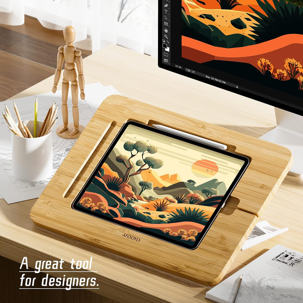 AFOOYO Bamboo Tablet Drawing Stand - Portable & Adjustable 5