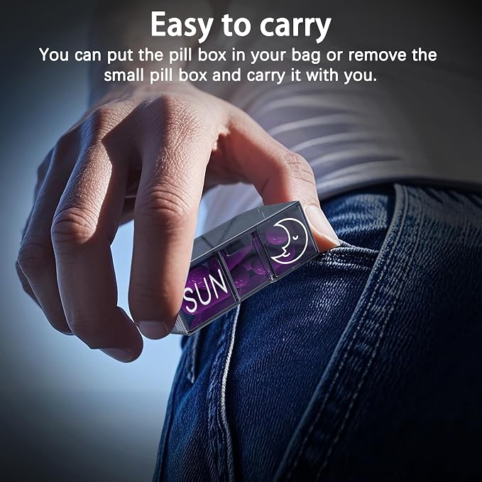 Pill Organizer 2 Times a Day, Am Pm Twice Daily Pill Case, Detachable Large - Image 9