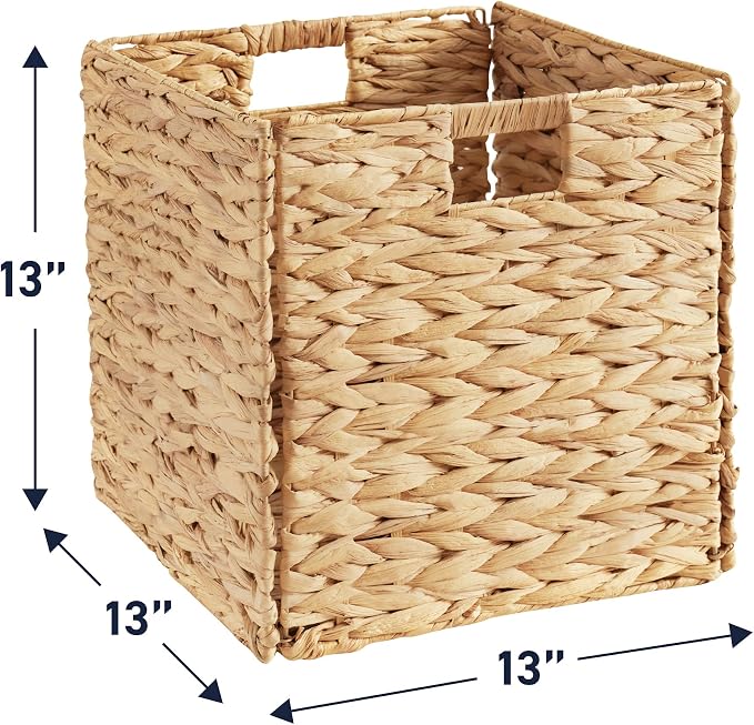 Ornavo Home 13 x 13 Inch Water Hyacinth Baskets Set of 6 – Handwoven - Image 2