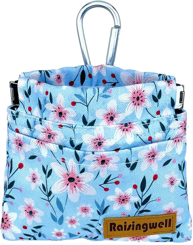 Dog Treat Pouch, Small Cotton Pocket Sized Training Holder, Hand Free Walking by Raisingwell