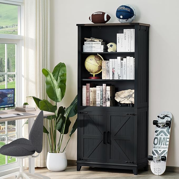 70in Tall Bookshelf 5 Tier Bookcase - Image 2