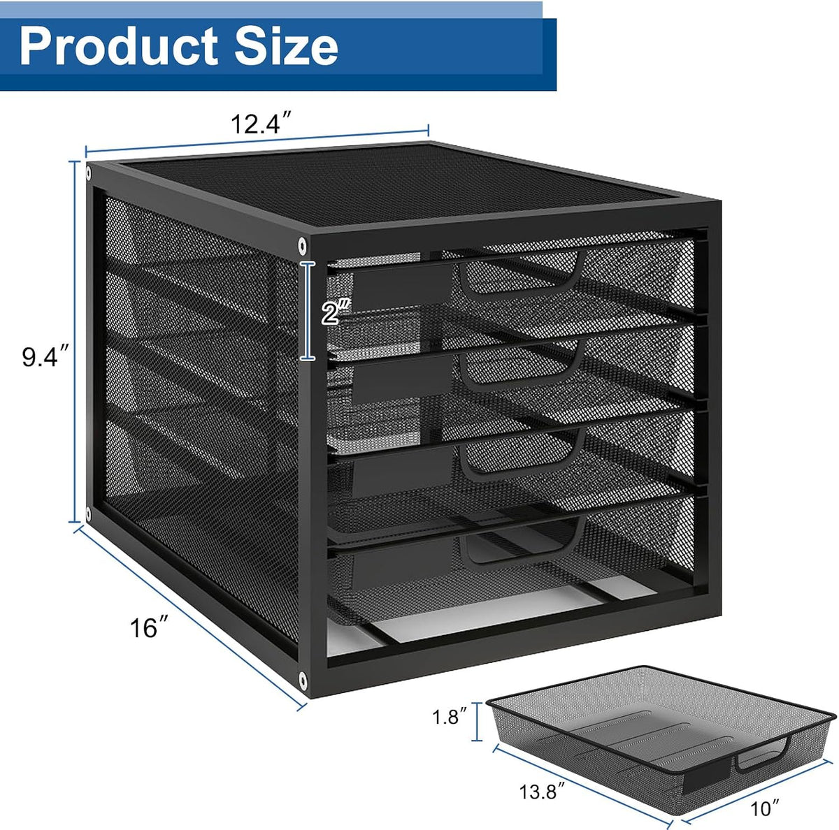 Mesh Desk Organizer with 4 Tier Sliding Drawers,Black
