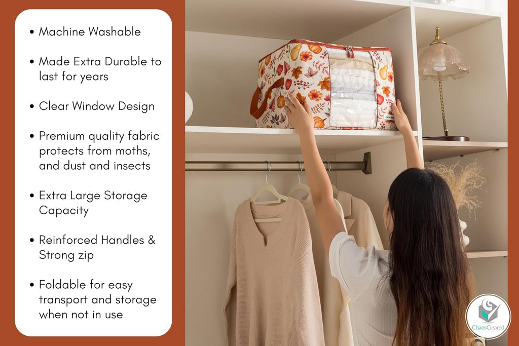 2 Pack Canvas Storage Bags Designer Organizer - Seasonal Storage for