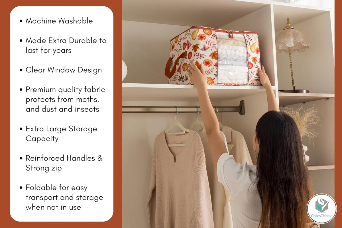 2 Pack Canvas Storage Bags Designer Organizer - Seasonal Storage for