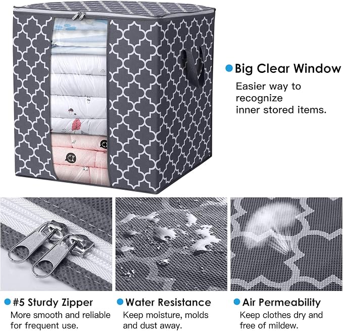 WISELIFE Storage Bags Large Blanket Clothes Organization and Storage Containers - Image 3