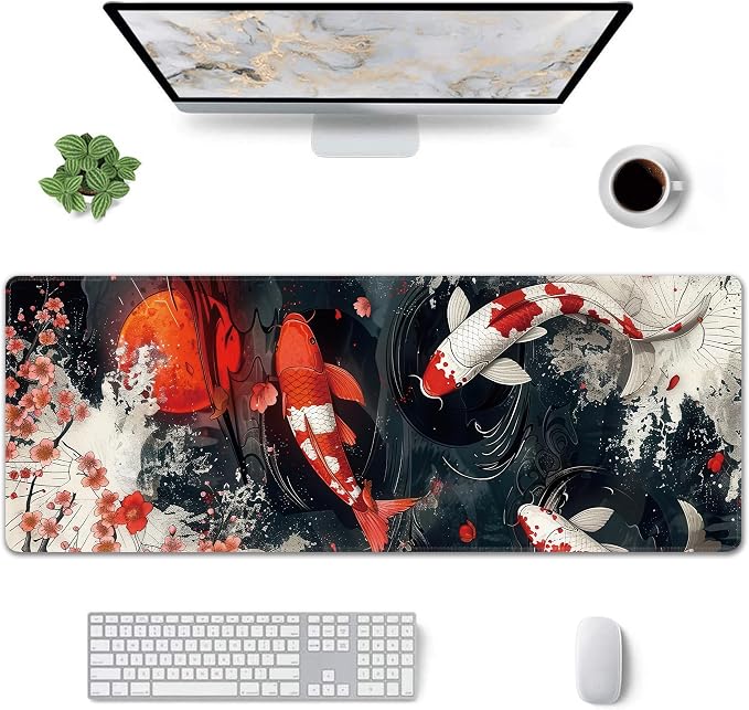 Koi Fish Large Mouse Pad, Gaming Keyboard Desk Pad, Extended Mouse Mat Non-Slip - Image 2