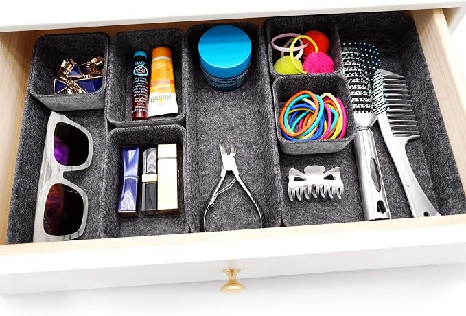 Welaxy desk drawer organizer tray shallow felt storage bin - Image 3