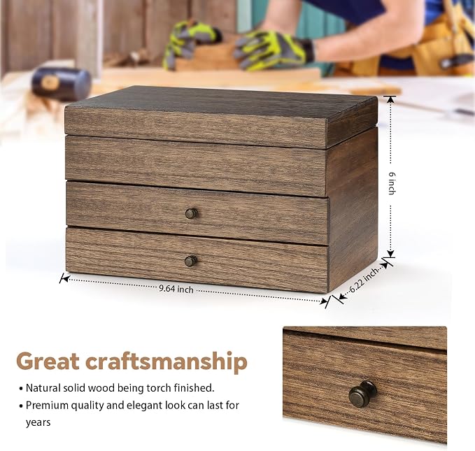 Meangood Jewelry Box Organizer for Women, 3 Layer Large Jewelry Storage Case - Image 4