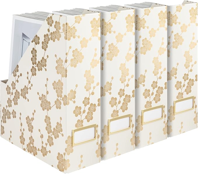 BLU MONACO | Set of 4 Foldable Magazine Storage Boxes by Blu_Monaco