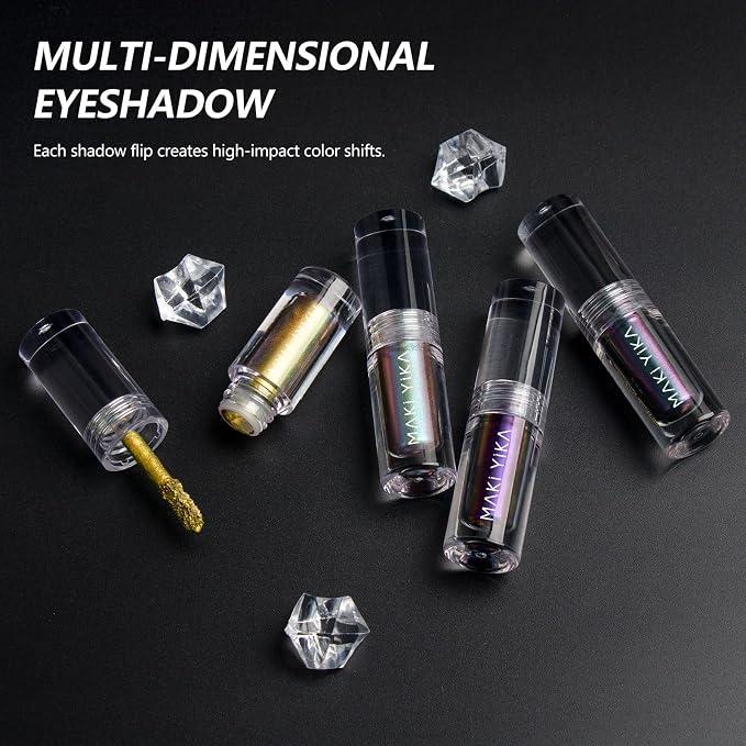MAKI YIKA Glitter Eyeshadow Gold Liquid Multichrome Eyeshadows Long Lasting - Image 8