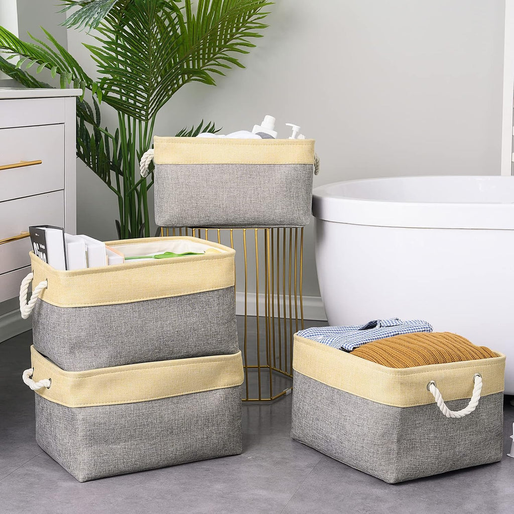 Storage Basket for Organizing - 3 Pack 14x10x7 inch Large Collapsible