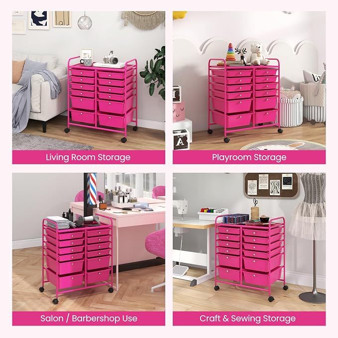 Giantex 12 Drawer Rolling Storage Cart Tools Scrapbook Paper Office School - Image 8