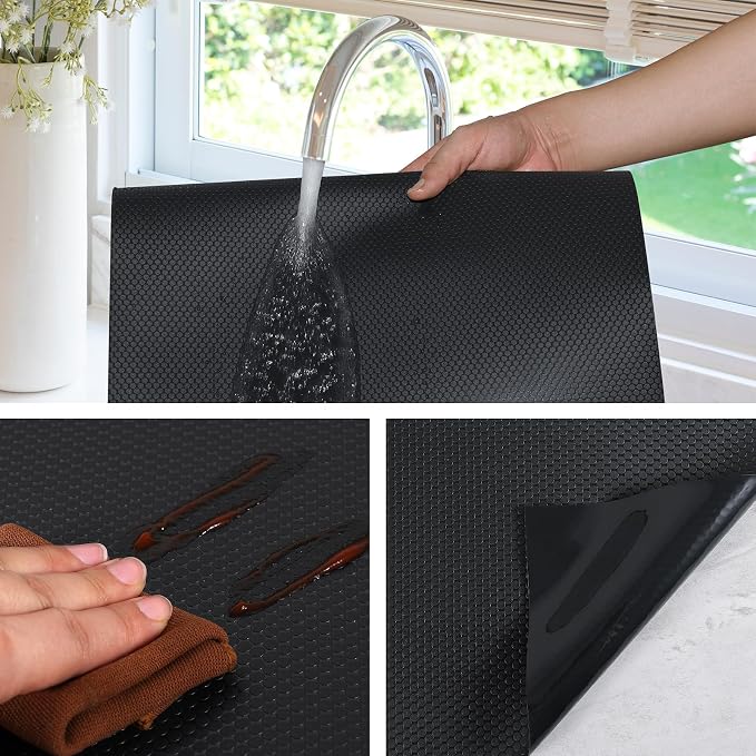 Black Shelf Liners for Kitchen Cabinets Non Adhesive Drawer Liner for Bathroom - Image 4