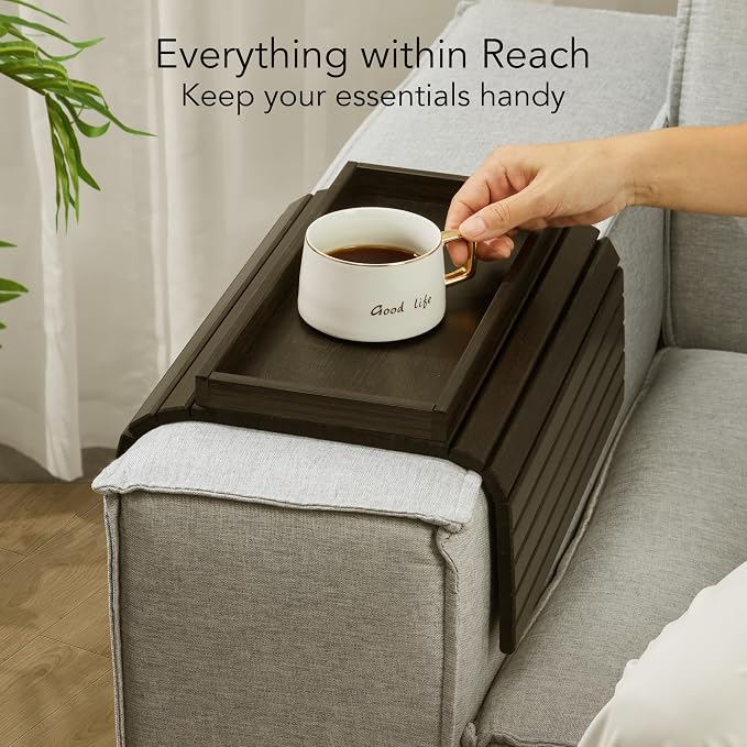 DETOR Sofa Arm Tray with Spacious 12.4" x 5.4" Storage Box, Enhanced Non-Slip - Image 2