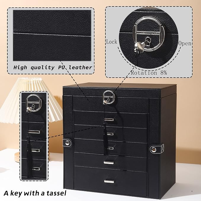 BOOVO Jewelry Box For women, 6 Layer Large Jewelry Organizer - Image 7