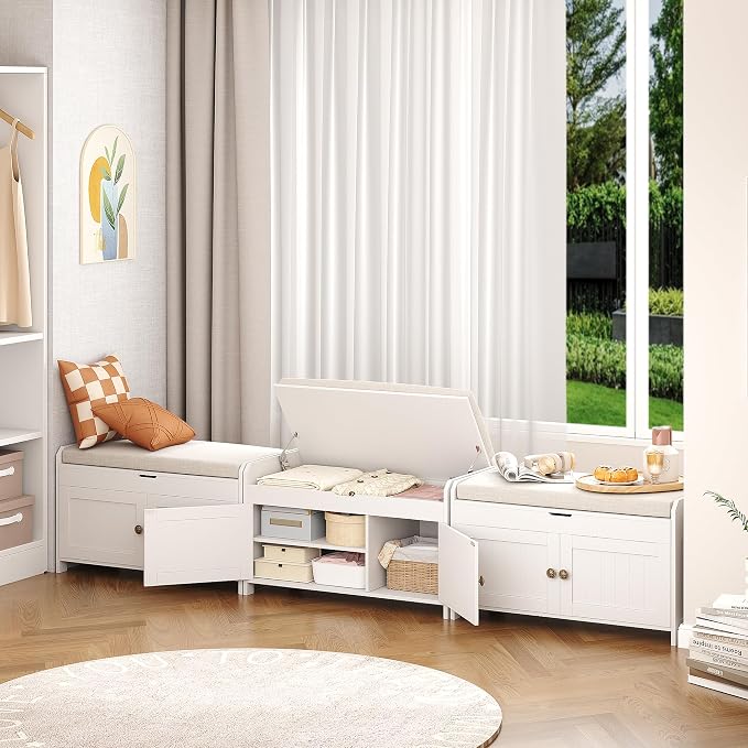 HOMEFORT 30" Shoe Bench with Lift Top Storage, Entryway Bench with Cushioned - Image 4