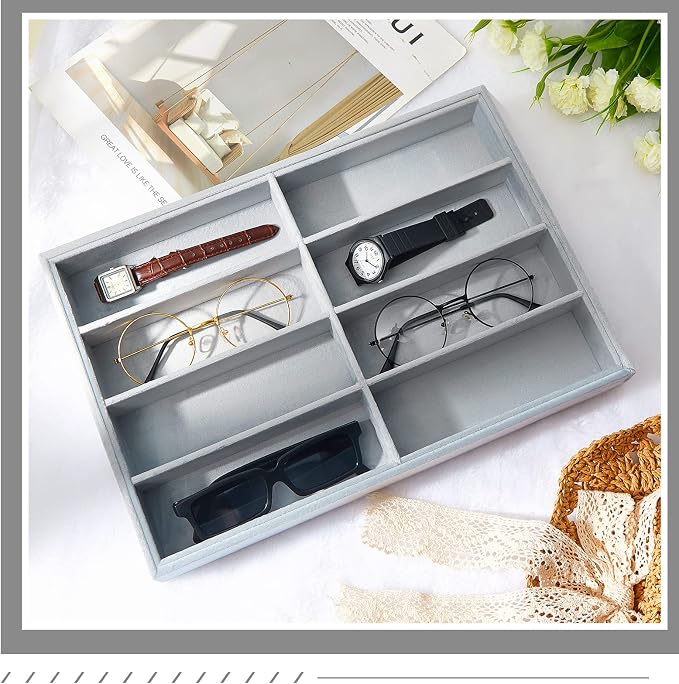 Amylove 2 Pcs Sunglass Organizer Trays Glasses Stackable Jewelry Trays Sunglass - Image 5