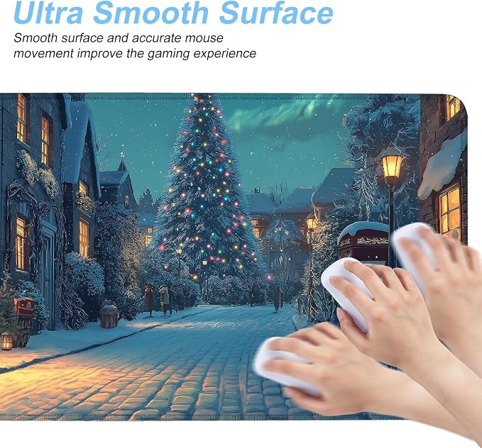 Christmas Winter Village Mouse Pad – 31.5" x 11.8" Large Extended Desk Mat - Image 4