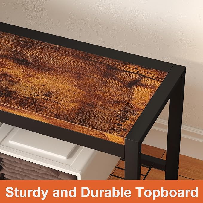 HOMEFORT Shoe Bench, Modern Industrial Shoe Storage Bench, Entryway Bench - Image 6