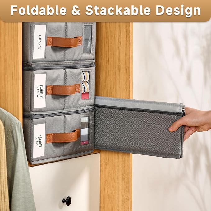 6pack Bed Sheet Organizer, Foldable Linen Closet Organizers and Storage - Image 6