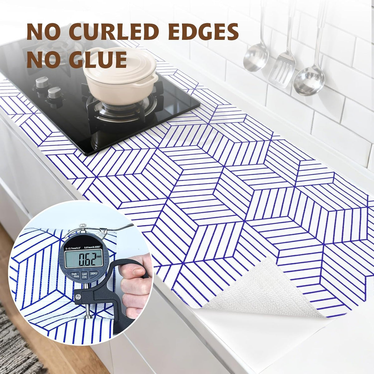 Shelf Liners for Kitchen Cabinets 12in x 20FT, Non Adhesive Cabinet