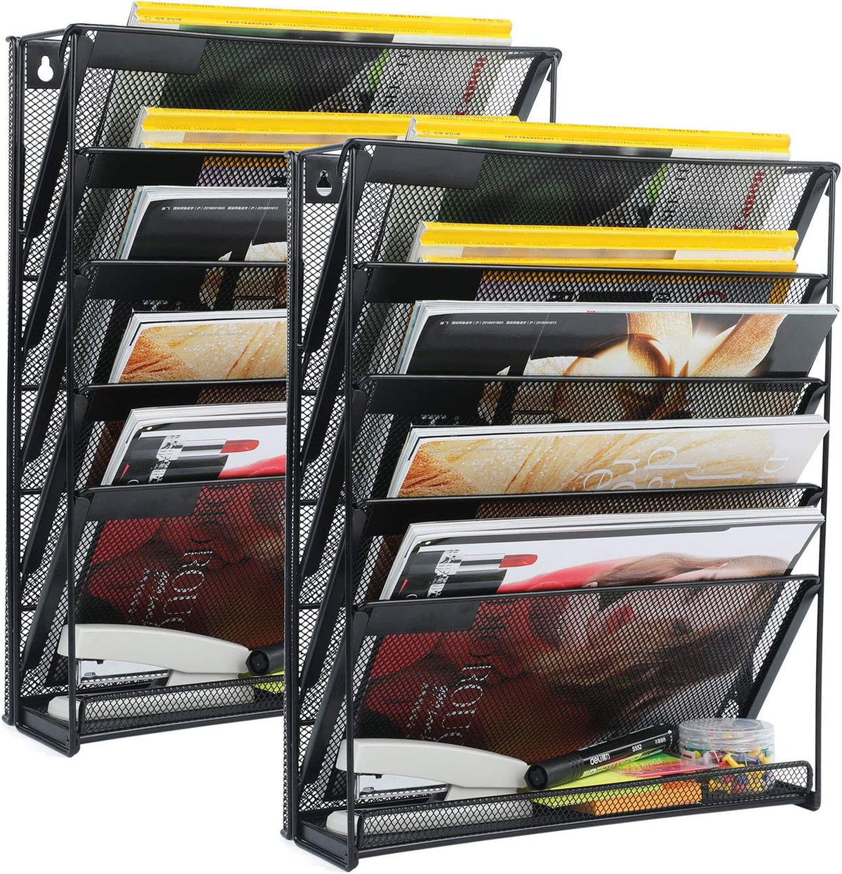 samstar 2 Pack Wall File Organizer, 6-Tier Wall Mount Paper Holder