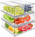 Eanpet 4Pack Stackable Refrigerator Organizer Bins Pull Out Drawer Large by Eanpet