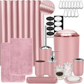 IMAVO Pink Bathroom Accessories, Non Slip Super Absorbent Rugs and Waterproof by IMAVO