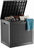 30 Gallon Wicker Pattern Resin Deck Box, Lockable Patio Outdoor Storage Box by OutdoorLivingPerfected