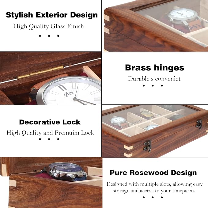 Wooden Watch Box for Men & Women, Watch Organizer & Display Case, Premium - Image 4