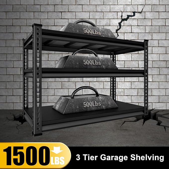 48" W Garage Shelving Heavy Duty, 1500LBS Loads Shelving Units and Storage Racks - Image 4