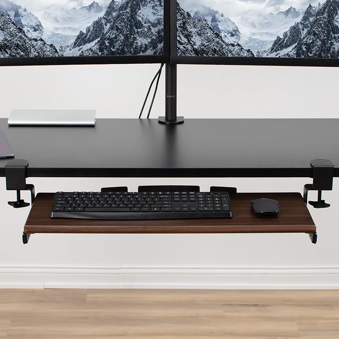 VIVO Large Clamp-on Computer Keyboard and Mouse Under Desk Slider Tray - Image 9