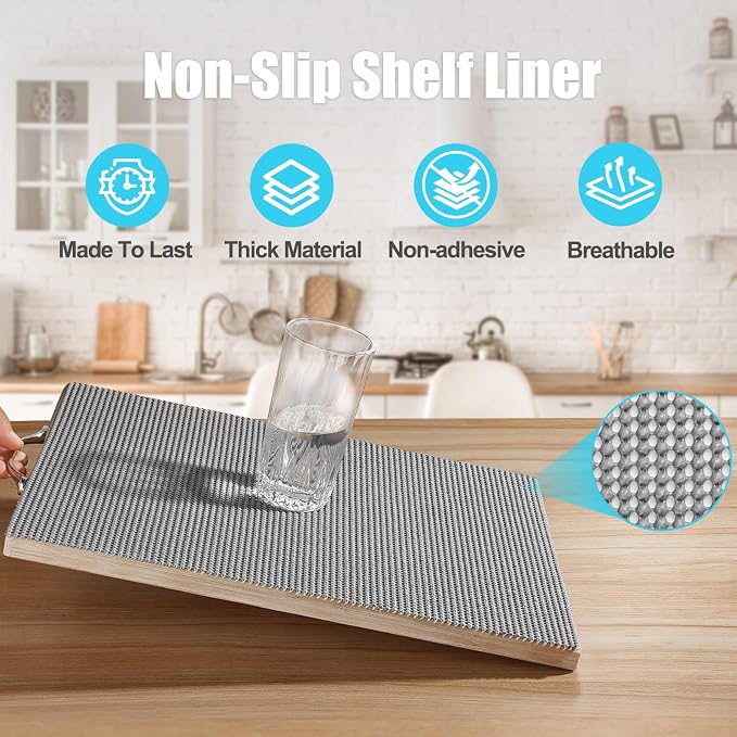 Songrey Non-Adhesive Drawer and Shelf Liner, Non Slip Cabinet Liners, Protect - Image 2
