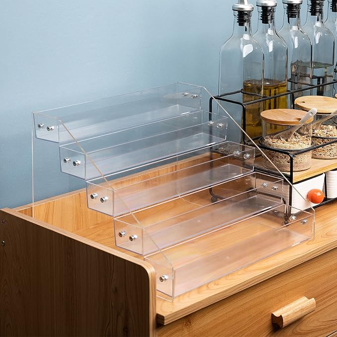 Tiered Spice Rack Acrylic, Spice Rack Shelf Seasoning Organizer - Image 5