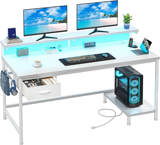 Computer Desk with Ergonomic Monitor Stand & CPU Stand, 47.2" Gaming Desk with by Durayloly