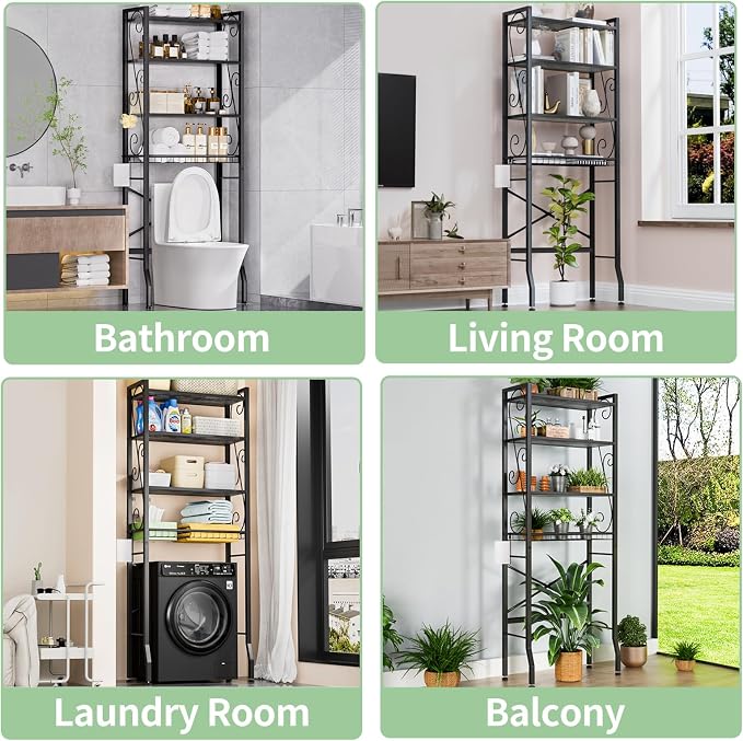 Over-The-Toilet Storage Rack 4-Tier, Bathroom Organizer Shelf Over Toilet - Image 6