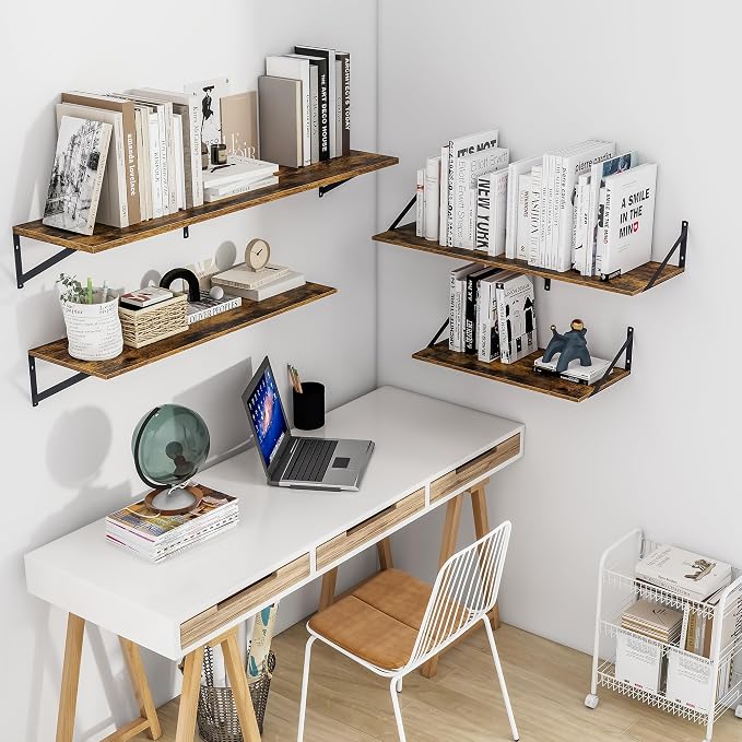 Heimlove Deep Floating Shelves for Wall, 36W x 12D Wood Wall Shelves Set of 2 - Image 2