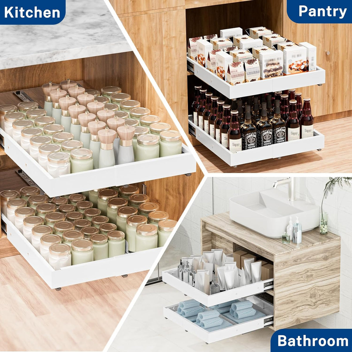 Pull Out Cabinet Organizer Expandable (12.4"-20.08")W &