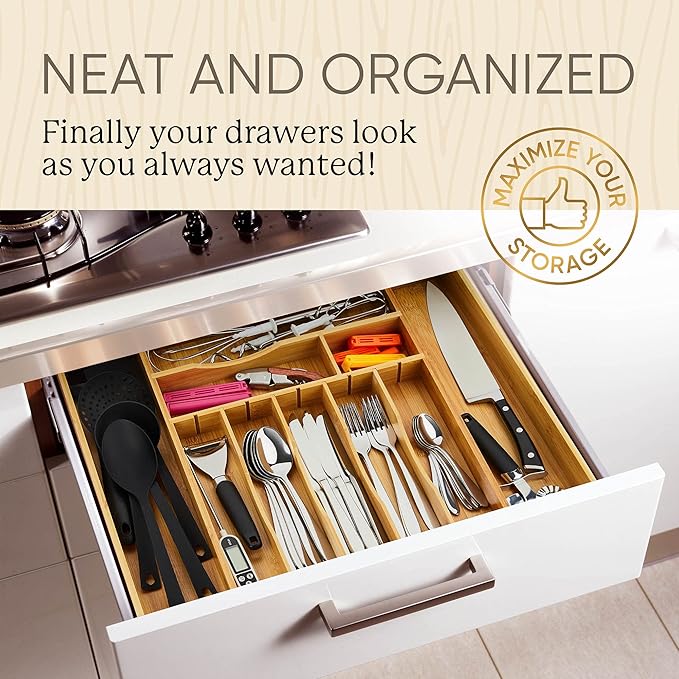 Night Tree Deep Bamboo Drawer Organizer – Expandable Utensil and Silverware Tray - Image 5