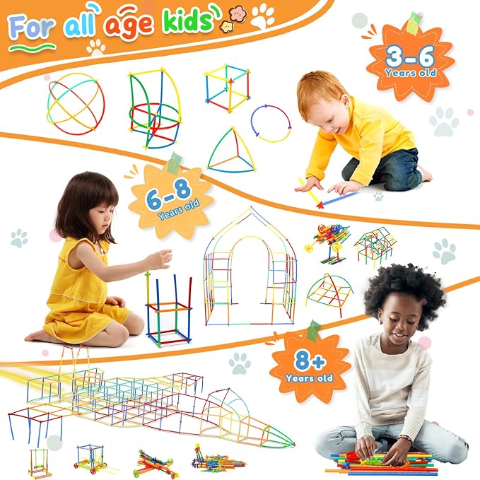 Ggiibro Straw Constructor Toys 1200Pcs STEM Building Toys Aged - Image 4