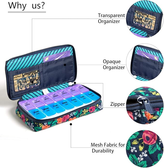 Weekly Pill Organizer 2 Times a Day, Zumd Pill Box 7 Day - Image 3