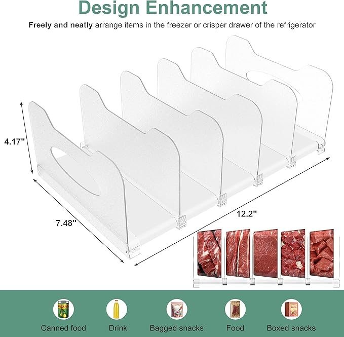 Freezer Organizer 12” Visible Fridge Organizer Rack - Image 3