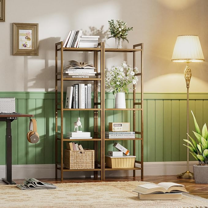 HITNET Bamboo Book Shelf, Tall Narrow Bookcase, Bathroom Shelving Unit 5 Tier - Image 7