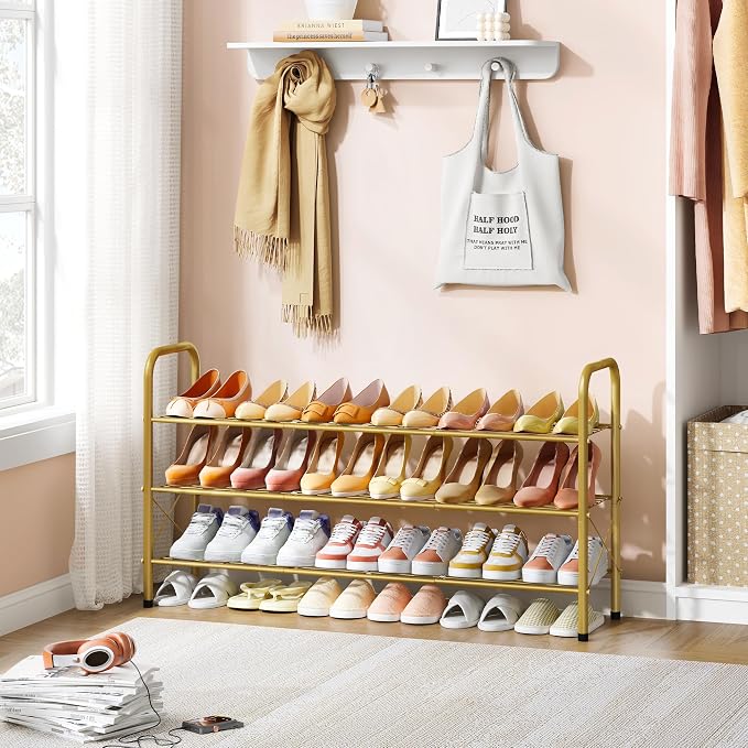 Hoctieon 3 Tier Mesh Style Shoe Rack, Entryway Shoe Shelf, Shoe Storage - Image 6