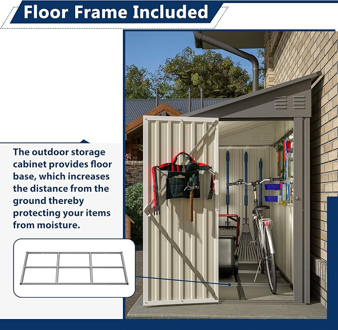 Outdoor Metal Storage Shed 4 x 8 ft, Garden Shed Lean to shed - Image 4