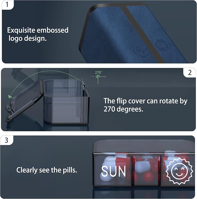 Pill Organizer 2 Times a Day, Am Pm Twice Daily Pill Case, Detachable Large - Image 7