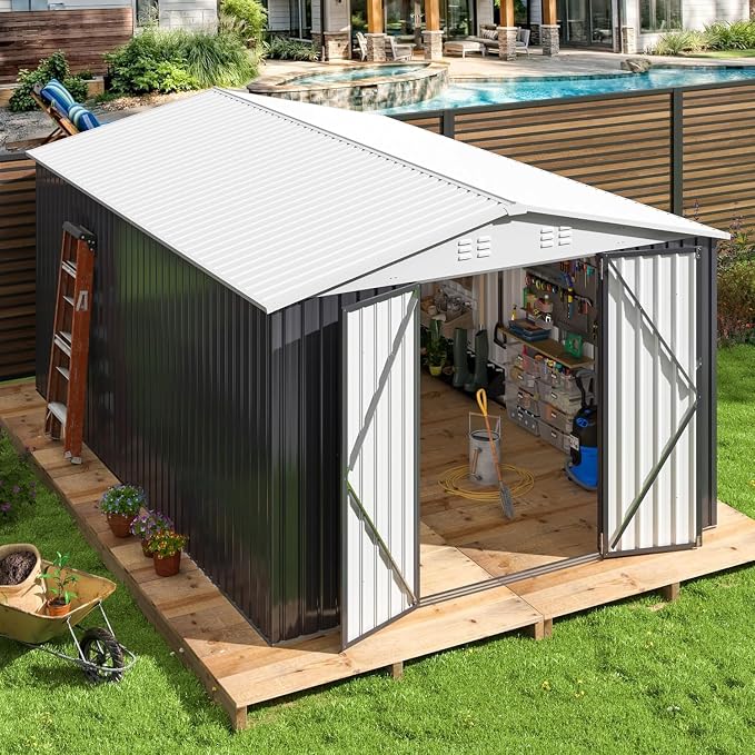 10x14 FT Outdoor Storage Shed, Garden Shed by AirWire