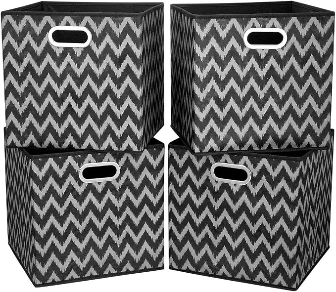 i BKGOO Cloth Storage Bins Set of 4 Thick Fabric Drawers Foldable Cubes Basket by iBKGOO